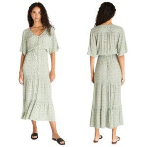 Z Supply Floral Maxi Dress Sage Green Prairie Cottagecore Women's M